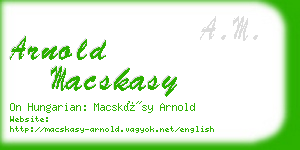 arnold macskasy business card